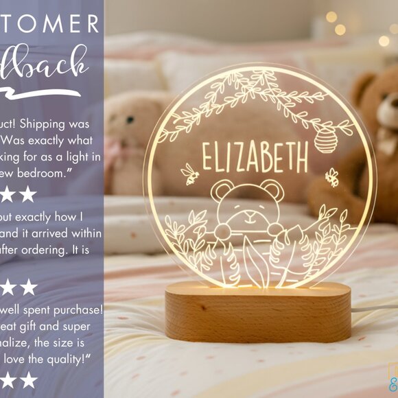 Teddy Bear LED Night Light | Personalized Kids Lamp & Toddler Gift - Picture 7 of 8